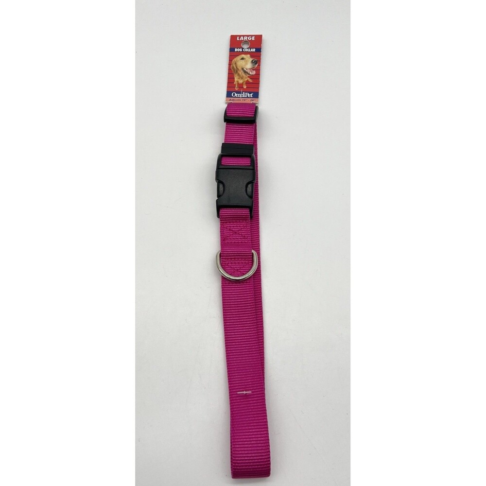 Adjustable 18”-26” Nylon Dog Collar, pet Collar 1” Pink